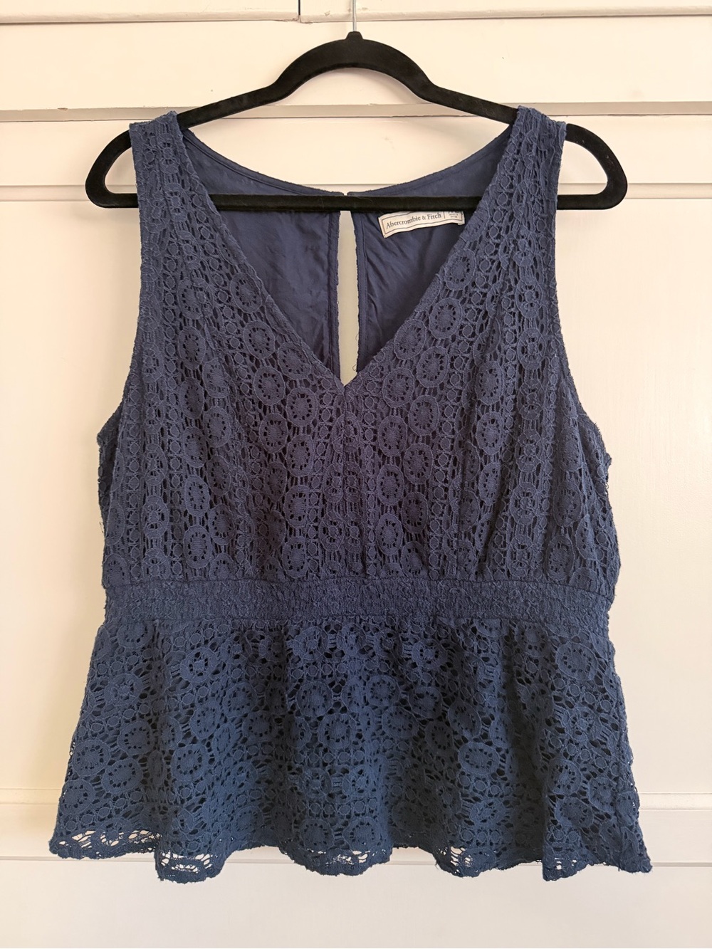 Abercrombie & Fitch Navy Crochet Peplum Camisole